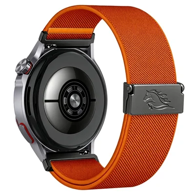 Quick-Release-18mm Strap for Huawei Watch GT 7 41mm / Watch GT 6 41mm / GT 5 41mm / GT 5 Pro 42mm / Xiaomi Watch S4 41mm Elastic Nylon Watchband with Horse Pattern Metal Buckle - Orange