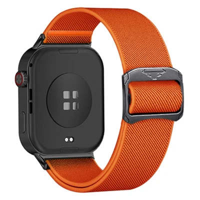 Elastisches Nylonarmband für Xiaomi Redmi Watch 6 / 5 / 4 / Smart Band 9 Pro / 8 Pro Sportuhr-Armband mit Bullenkopf-Schnalle - Orange