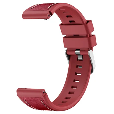 22mm Strap for Huawei Watch Ultimate 2 / GT 6 46mm / GT 5 46mm / GT 5 Pro 46mm Genuine Cow Leather + Silicone Watch Band with Quick Release Spring Bar - Red