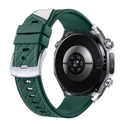 22mm Strap for Huawei Watch Ultimate 2 / GT 6 46mm / GT 5 46mm / GT 5 Pro 46mm Microfiber Leather + Silicone Watch Band with Quick Release Spring Bar - Green