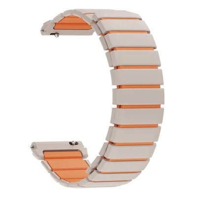 22mm Strap for Huawei Watch GT Runner 2 / GT 6 46mm / GT 5 46mm / GT 5 Pro 46mm Magnetic Silicone Band Dual Color Replacement Wristband - Starlight+Orange