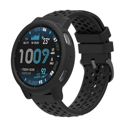 Für Huami Amazfit Active Max atmungsbandenes Silikon-Sportarmband mit Uhrenhülle - Schwarz