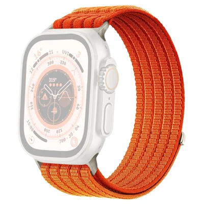 Strap for Apple Watch Ultra 4 3 2 1 49mm / Series 12 11 10 46mm / 9 8 7 45mm / SE3 SE2 SE 6 5 4 44mm / 3 2 1 42mm Nylon Breathable Woven Band Replacement Wristband - Orange