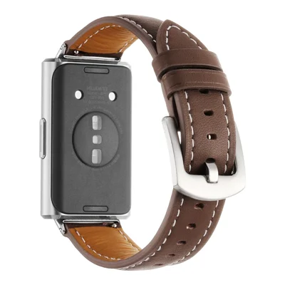 Strap for Huawei Band 11 Pro NFC  /  11 NFC  /  11 Pro  /  11 Genuine Cow Leather Band Quick Release Replacement Wristband - Brown