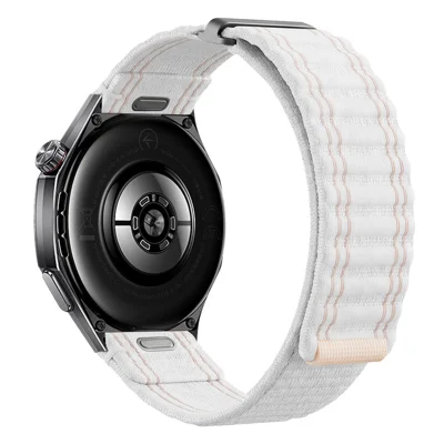 22mm Bracelet Sport Boucle pour Huawei Watch GT 6 46mm / GT 5 46mm / GT 5 Pro 46mm, Bracelet en Nylon Ajustable Style Vague - Blanc