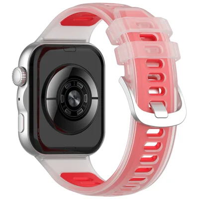 Strap for Huawei Watch Fit 5 Pro  /  5  /  4 Pro  /  4  /  3 Jelly Translucent Silicone Sports Band Breathable Wristband - Transparent Red