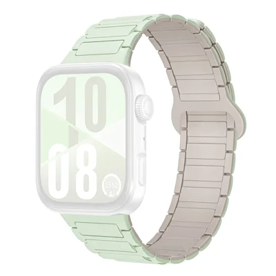3-Bead Strap for Huawei Watch Fit 5 Pro  /  5  /  4 Pro  /  4  /  3 Silicone Band Magnetic Sport Wristband - Mint Green+Starlight