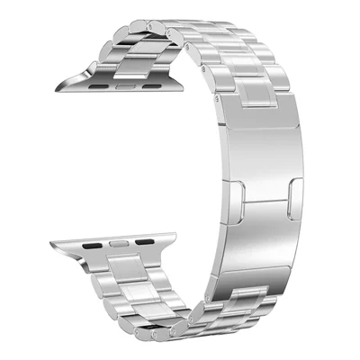 Metal Strap for Apple Watch Ultra 3 2 1 49mm / Series 11 10 46mm / 9 8 7 45mm / SE3 SE2 SE 6 5 4 44mm / 3 2 1 42mm Five-Bead Stainless Steel Watch Band - Silver