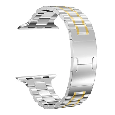Metal Strap for Apple Watch Series 11 10 42mm / 9 8 7 41mm / SE3 SE2 SE 6 5 4 40mm / 3 2 1 38mm Five-Bead Electroplated Stainless Steel Watch Band - Silver / Gold