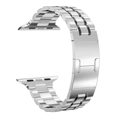 Metal Strap for Apple Watch Ultra 4 3 2 1 49mm / Series 12 11 10 46mm / 9 8 7 45mm / SE3 SE2 SE 6 5 4 44mm / 3 2 1 42mm Five-Bead Electroplated Stainless Steel Watch Band - Silver / Black