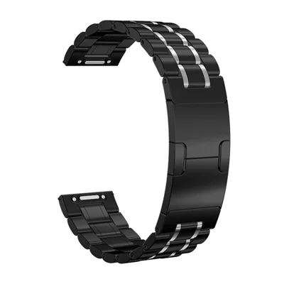 For Samsung Galaxy Watch 46mm Metal Strap Stainless Steel Five-Bead Watch Bracelet Band - Black / Silver