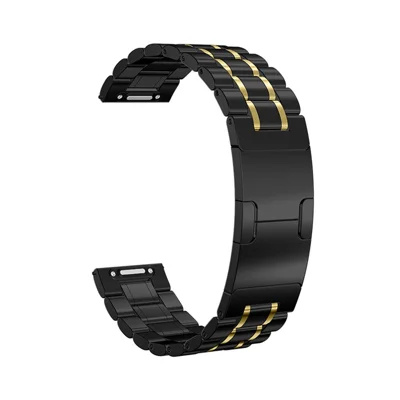 For Samsung Galaxy Watch 46mm Metal Strap Elektropladeret Udstiftning til Fem Perler i Rustfrit Stål - Sort/Guld