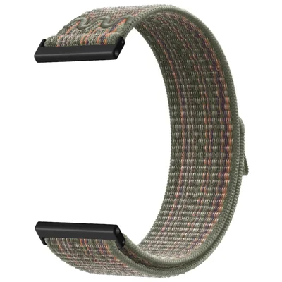 For Garmin Venu X1 Watch Strap 24mm Nylon Sport Loop Band Embroidered Woven Quick Release Replacement Wristband - Dark Green Orange