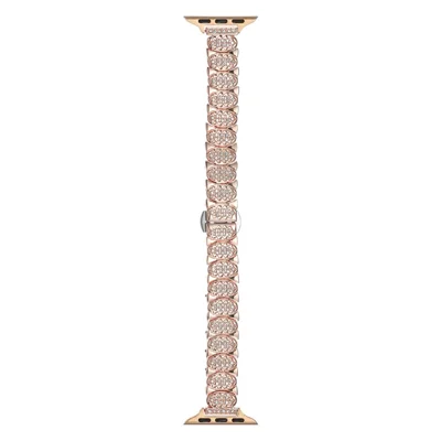 Strap for Apple Watch Ultra 4 3 2 1 49mm / Series 12 11 10 46mm / 9 8 7 45mm / SE3 SE2 SE 6 5 4 44mm / 3 2 1 42mm Rhinestone Decor Zinc Alloy Metal Chain Band - Rose Gold