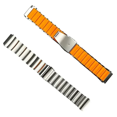 Quick-Release-22mm Strap for Huawei Watch GT 6 46mm / Oppo Watch 4 Pro / X3 / X2 / X Titanium Alloy + Silicone 1-Bead Replacement Wristband - Silver+Orange