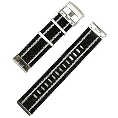 Quick-Release-22mm Nylon Strap for Huawei Watch GT 6 46mm / Oppo Watch 4 Pro / X3 / X2 / X Breathable Replacement Wristband - Black  /  White