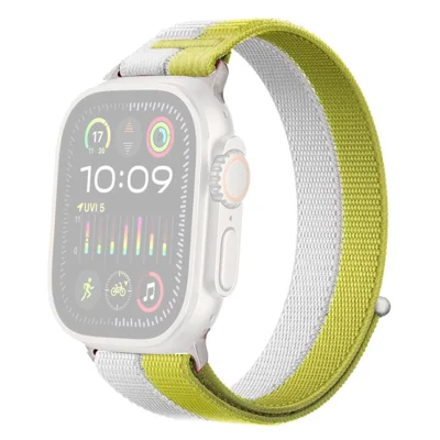 Uhrenarmband für Apple Watch Series 11 10 42 mm / 9 8 7 41 mm / SE3 SE2 SE 6 5 4 40 mm / 3 2 1 38 mm, Nylon Sport Loop Armband – Gelb