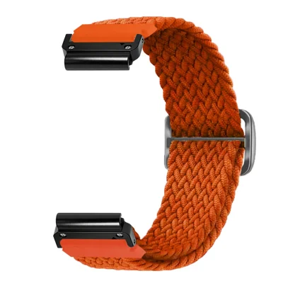 26mm Woven Nylon Strap for Garmin Fenix 8 51mm / 7X / 6X Pro / 5X Plus Elastic Braided Watch Band - Orange