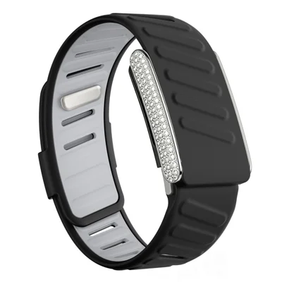 Diamant Smart Band för Whoop 5.0 Magnetisk Dubbelfärgad Silikonrem Luxuös Fitness Tracker Ersättningsrem - Svart / Grå