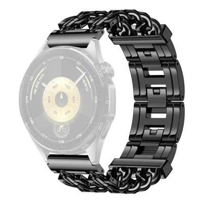 Cuban Chain Watch Band for Huawei Watch GT 6 41mm / GT 5 41mm / GT 4 41mm Stainless Steel Strap with Butterfly Buckle - Black