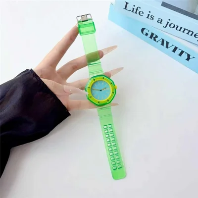 For Swatch Royal Pop Jelly TPU Watch Band Replacement Wristband with Integrated Octagonal Watch Case - Green