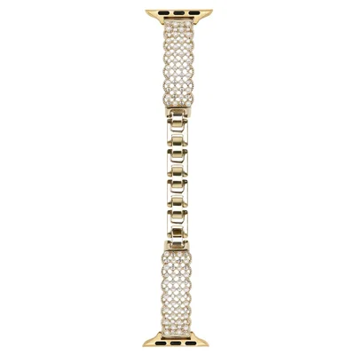 Metal Strap for Apple Watch Ultra 4 3 2 1 49mm / Series 12 11 10 46mm / 9 8 7 45mm / SE3 SE2 SE 6 5 4 44mm / 3 2 1 42mm Bracelet Wristband with Faux Pearl Rhinestone Decor - Gold