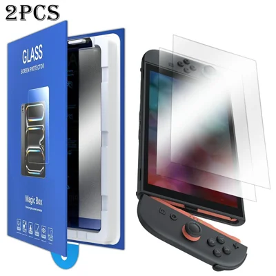 2 Unidades para Nintendo Switch 2 Protetor de Ecrã Ultra Transparente em Vidro Temperado com Ferramenta de Instalação Sem Poeira - Transparente