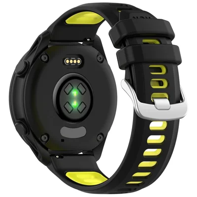 20mm Strap for Garmin Forerunner 170 / Approach S50 / vivoactive 5 Dual Color Silicone Sports Band Replacement Wristband - Black+Lime
