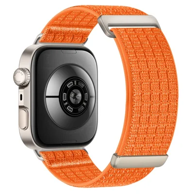 Nylon Sports Strap for Huawei Watch Fit 5 Pro / 4 Pro / 5 / 4 / 3 Magic Tape Breathable Woven Band Replacement Wristband - Orange