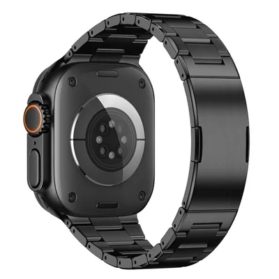 Watch Band for Apple Watch Ultra 4 3 2 1 49mm / Series 12 11 10 46mm / 9 8 7 45mm / SE3 SE2 SE 6 5 4 44mm / 3 2 1 42mm Titanium Alloy Metal Wristband - Black