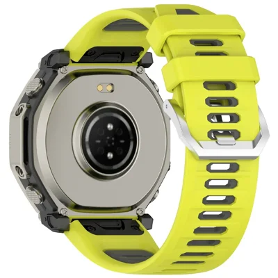 For Huami Amazfit T-Rex Ultra 2 Silicone Band Dual Color Sports Watch Strap - Lime+Grey