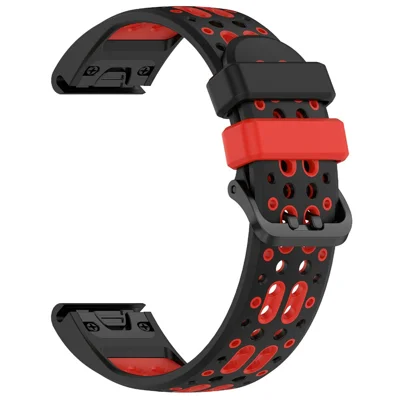 Für Huami Amazfit T-Rex Ultra 2 Uhrenarmband Dual-Color-Silikonband atmungsaktives Sportarmband - Schwarz+Rot