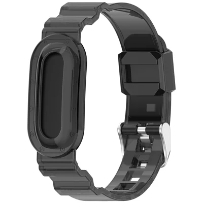 Voor Google Fitbit Air Transparante Horlogeband Duidelijke TPU-band met Geïntegreerde Horlogehouder - Transparant Zwart