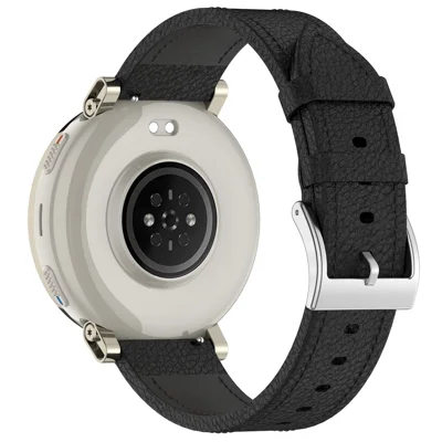 For Huami Amazfit Cheetah 2 Pro / Amazfit Active 3 Premium Strap 20mm Textured Genuine Cow Leather Watch Band - Black