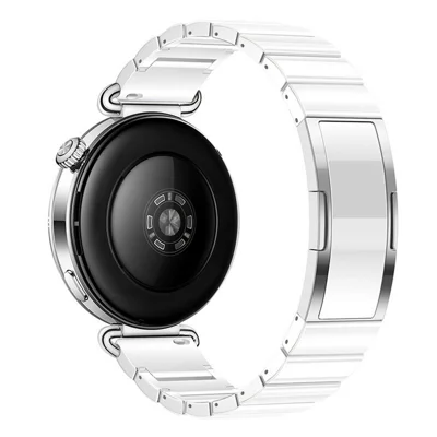 Quick-Release-18mm Ceramic-like Watch Band for Huawei Watch GT 7 41mm / Watch GT 6 41mm / GT 5 41mm / GT 4 41mm One Bead Adjustable Strap - White