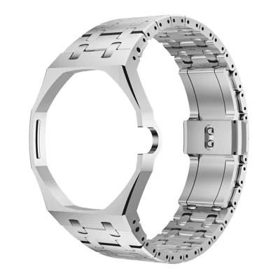 For Swatch Royal Pop Stainless Steel Watch Case with Integrated Watch Strap Adjustable Metal Wristband - Silver / 3 O'clock Direction