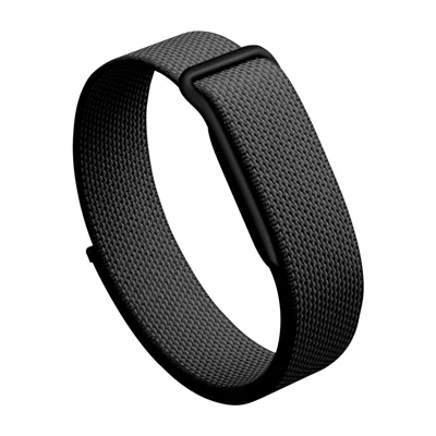 For Google Fitbit Air Breathable Nylon Loop Band Magic Tape Adjustable Sports Watch Strap - Black