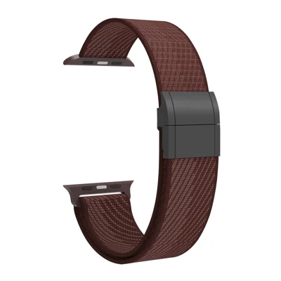 Magnetic Nylon Woven Strap for Apple Watch Series 12 11 10 42mm / 9 8 7 41mm / SE3 SE2 SE 6 5 4 40mm / 3 2 1 38mm Adjustable Sport Loop Replacement Wristband - Wine Red