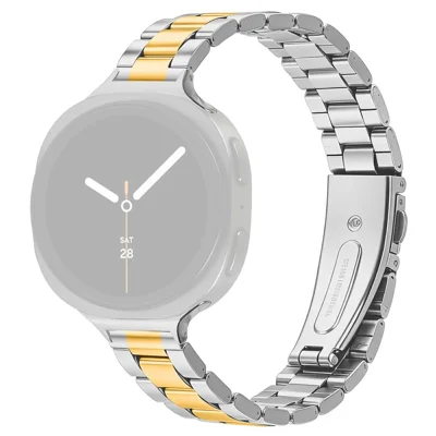 Metal Watch Strap for Samsung Galaxy Watch9 40mm / 44mm /  Watch8 40mm / Watch8 44mm / Watch8 Classic 46mm Three-bead Stainless Steel Bracelet with Folding Clasp - Silver / Gold