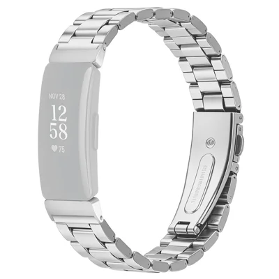 Stainless Steel Band for Fitbit Inspire / Inspire 2 / Inspire HR Three-bead Watch Strap with Folding Clasp - Silver