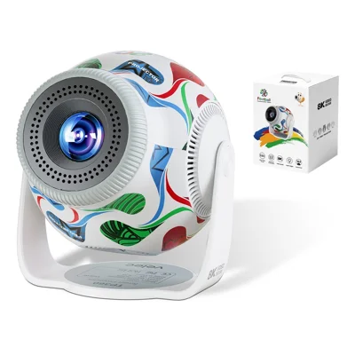 TP360 Football Design Mini Smart Projector Android 14.0 WiFi 6 Bluetooth-compatible 5.4 270 Degree Rotate for Home Outdoor - US Plug