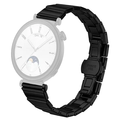 For Huawei Watch GT 4 41mm Watch Band 18mm One-bead Stainless Steel Smart Watch Bracelet with Butterfly Buckle - Black