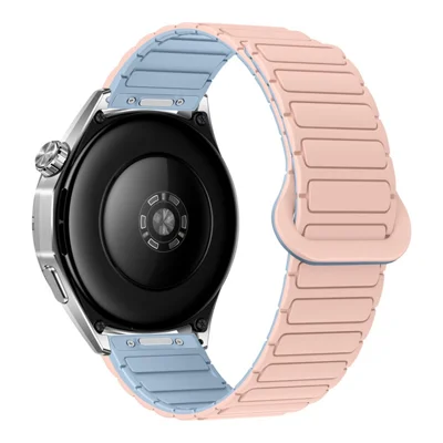 22mm Silicone Strap for Huawei Watch GT 6 46mm / GT 6 Pro 46mm / GT 5 46mm / GT 5 Pro 46mm Two-Tone Magnetic Quick Release Replacement Band - Sand Pink+Mist Blue