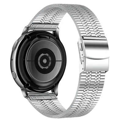 Seven Beads Stainless Steel Dual Buckle Watch Band Wrist Strap for Samsung Galaxy Watch 46mm/Galaxy Watch3 45mm - Silver