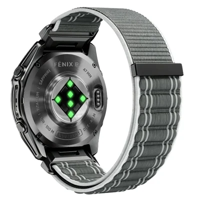 QuickFit 22mm Nylon Woven Loop Strap for Garmin Fenix 8 47mm / Tactix 8 47mm / quatix 8 47mm Wave Texture Magic Tape Watch Band - Seashell