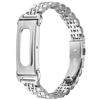 For Google Fitbit Air Stainless Steel Watch Band Slim Beaded Link Strap - Silver
