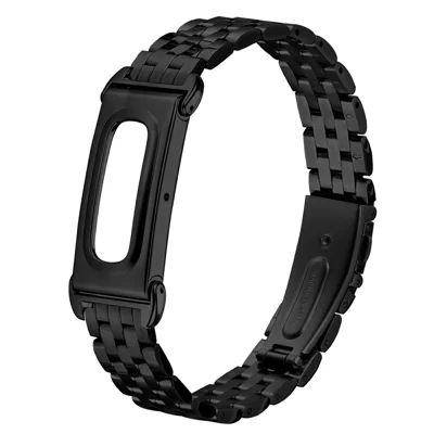 For Google Fitbit Air Metal Watch Band Stainless Steel Five-Bead Slim Strap - Black