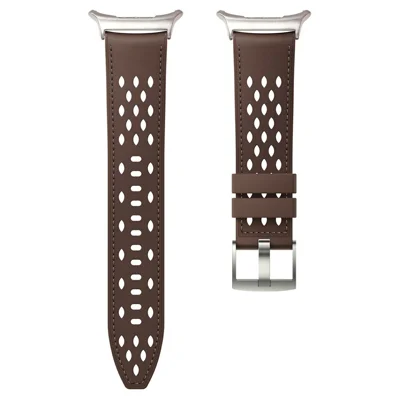 Pulseira de Relógio de Silicone Revestido a Couro para Samsung Galaxy Watch Ultra2 47 mm / Watch Ultra (2025) 47 mm / Watch Ultra 47 mm com Furos Respiráveis - Marrom Escuro