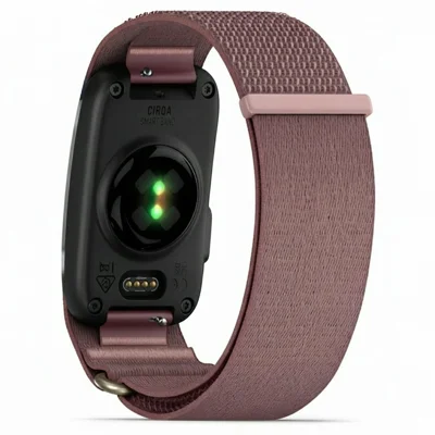 Size L-XL Nylon Strap for Garmin CIRQA Smart Band Magic Tape Breathable Adjustable Band - Deep Pink