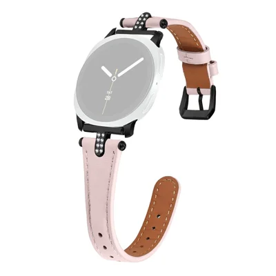 Watch Strap For Samsung Galaxy Watch9 40mm / 44mm /  Watch8 40mm / Watch8 44mm / Watch8 Classic 46mm , Genuine Cow Leather Rhinestone Decor  Band with Black Buckle - Pink